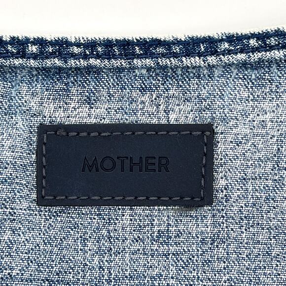 MOTHER The Ruffle Denim Mini Skirt Threading The Needle Blue Wash Size 27 - Picture 3 of 7